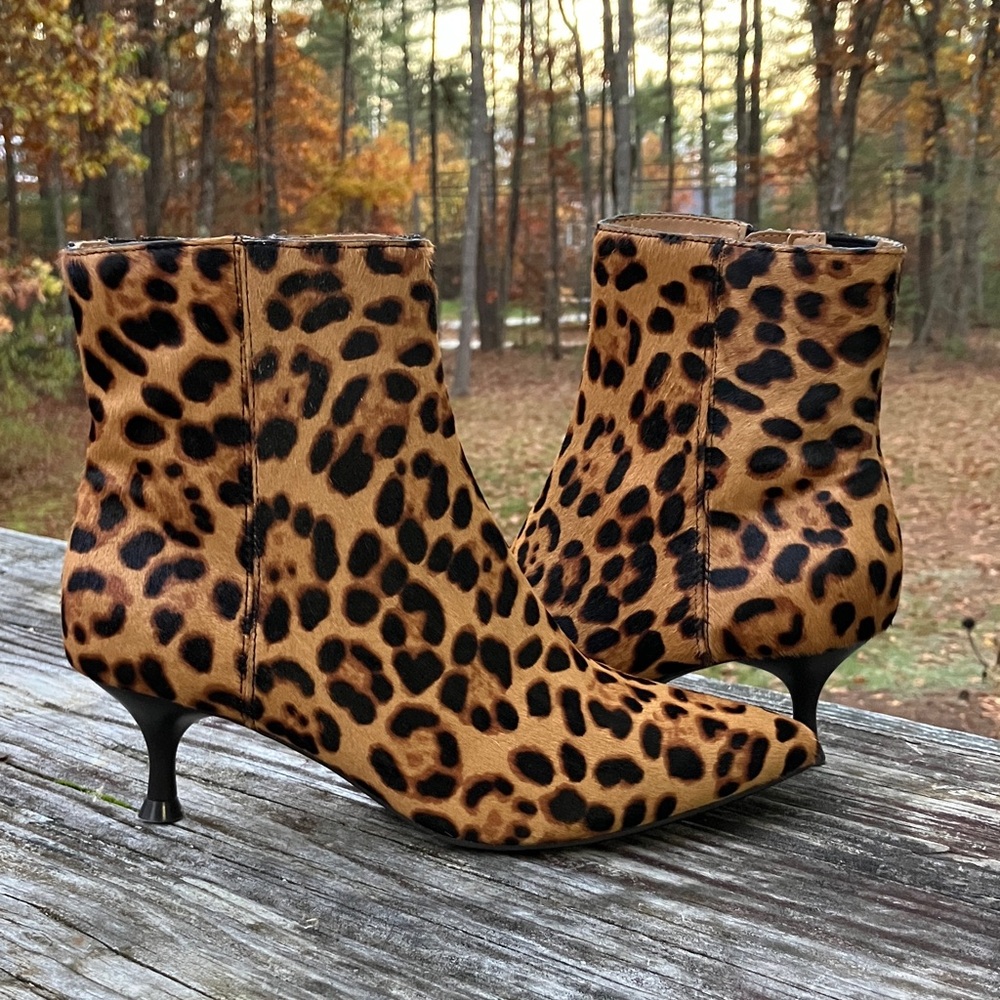 Rachel Zoe Leopard Ankle Booties Kitten Heels NWT